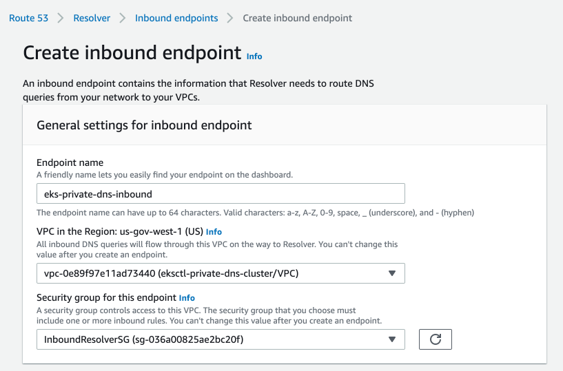 Route53 Resolver Inbound General Settings